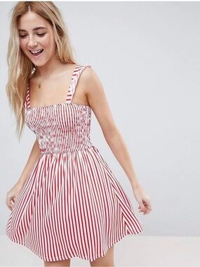 ASOS Red and White Striped Dress, Sz 12